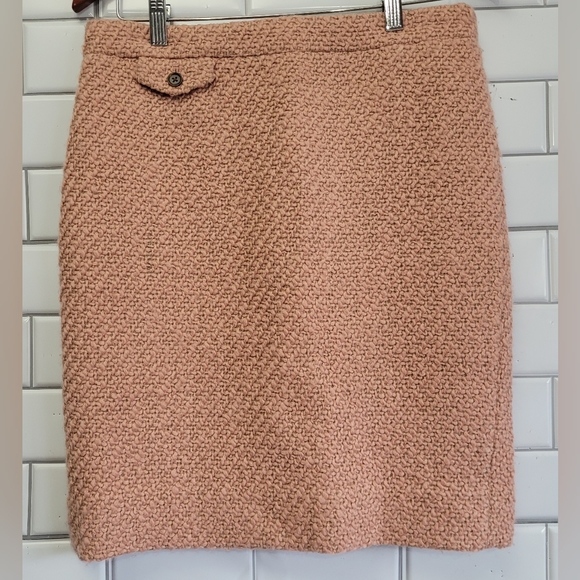 J.CREW THE PENCIL SKIRT Pink Soft Wool Blend Tweed Textured Skirt Rear Zip Size - Picture 1 of 7